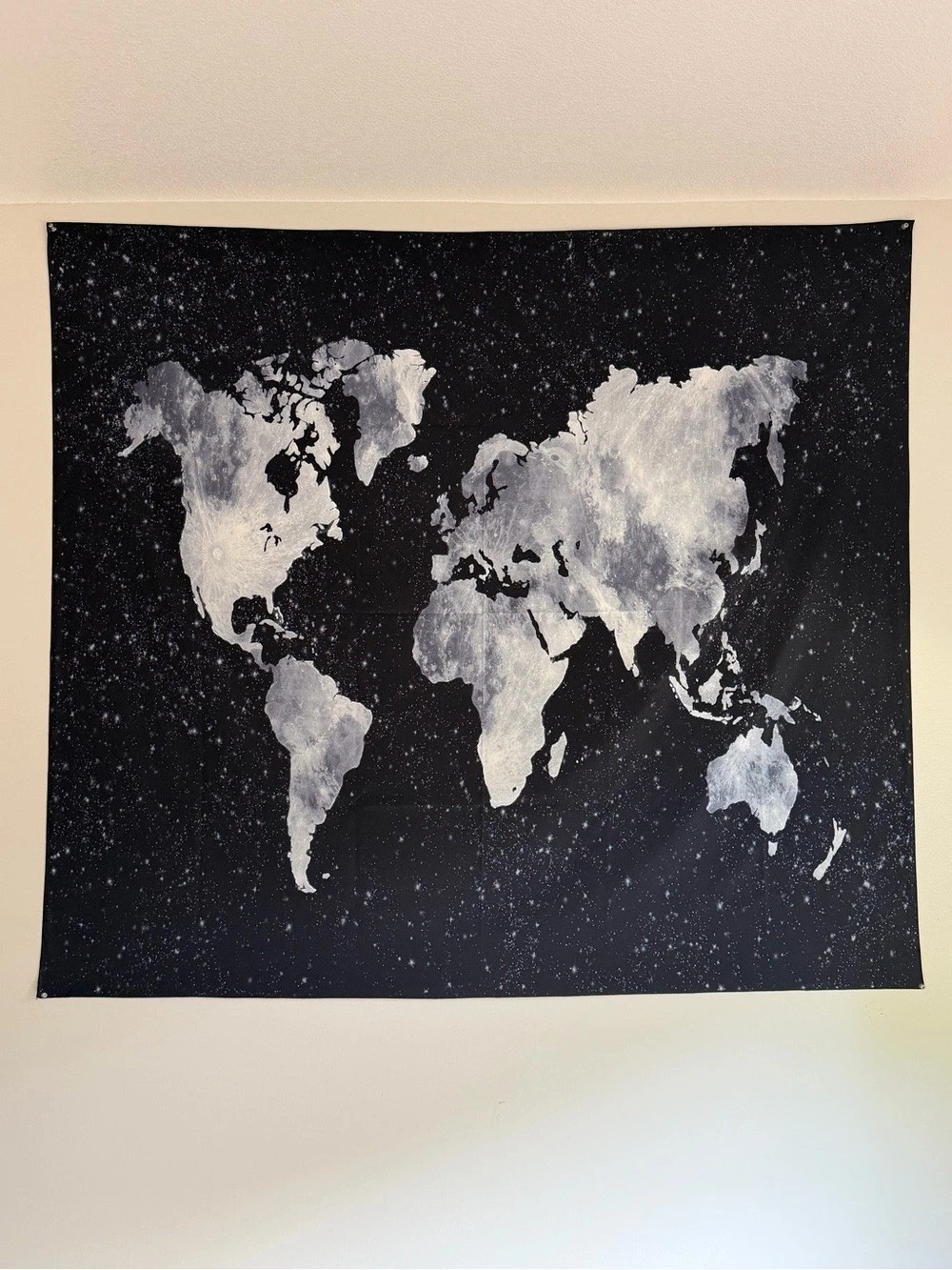 World Map Tapestry in Black & White